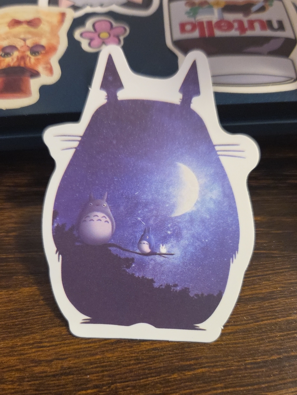 Purple Totoro Cat Sticker - Decorative Pet-Themed Decal